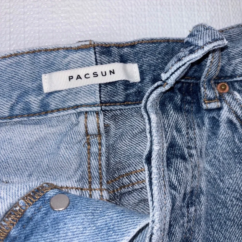 Pacsun Denim Shorts Girls Junior Size 22 90s Girlfriend Two Tone High Button Fly
